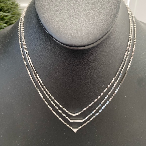 Layered Cubic Zirconia & Chain Collar Necklace NWOT - Picture 1 of 3